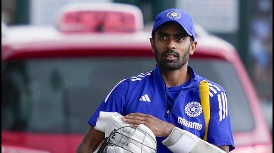 File image of Abhimanyu Easwaran during a practice session ahead of the fourth test cricket match against England. (PTI)