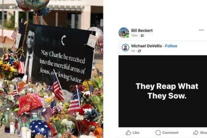 Charlie Kirk memorial split with social post that claims "They reap what they sow"