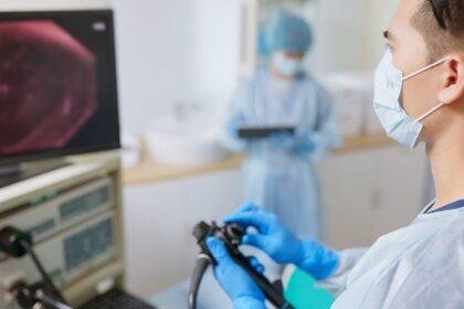 doctor examining colonoscopy view