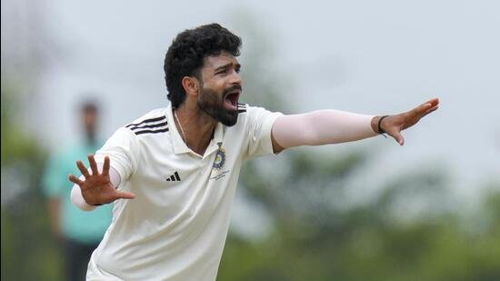 Kumar Kartikeya picked up 4/53 , helping Central bowl out South Zone for a lowly 149 in the final of the Duleep Trophy 2025. (PTI)