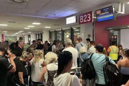 Passengers at a gate in Malaga Airport