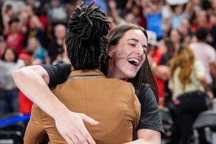 Caitlin Clark hugging