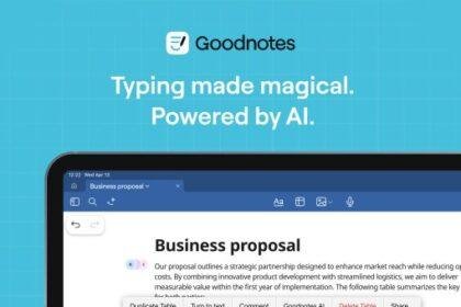 A screenshot showing notetaking app Goodnote's AI assistant that could help with document creation