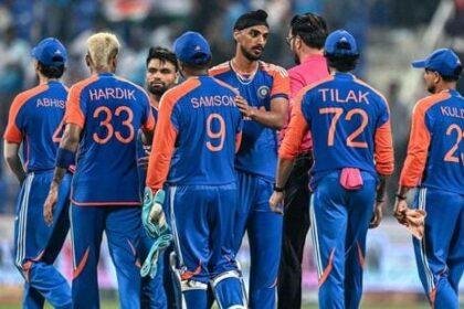 India's players shake hands with each other at the end of the Asia Cup match against Oman on Friday. (AFP)