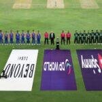 India's (L) and Pakistan's players stand for their national anthems before the start of the Asia Cup 2025 Twenty20 international cricket match between India and Pakistan at the Dubai International Stadium in Dubai on September 14, 2025. (Photo by Fadel SENNA / AFP)
