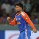 India's Kuldeep Yadav celebrates the dismissal of Pakistan's Mohammad Nawaz at the Asia Cup 2025. (AP)