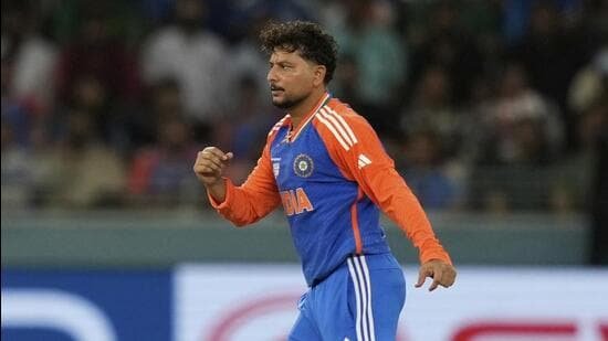 India's Kuldeep Yadav celebrates the dismissal of Pakistan's Mohammad Nawaz at the Asia Cup 2025. (AP)