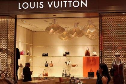 Louis Vuitton handbags on display at Saks Fifth Avenue in New York City on July 24, 2025.