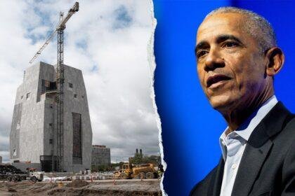 Barack Obama and the Obama Presidential Center construction site in Chicago.