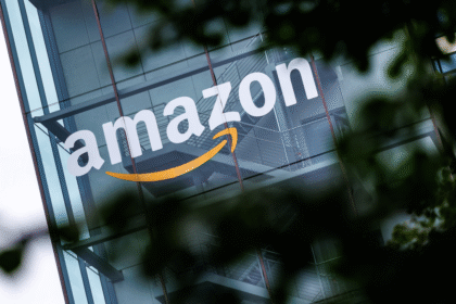 The Amazon logo on the tech giant's building in Munich, Germany.