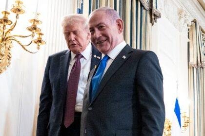 US President Donald Trump and Israeli Prime Minister Benjamin Netanyahu at the White House on Monday.