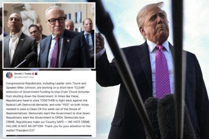 Trump calls on Republicans to back stopgap bill as Dem leaders weigh shutdown fight