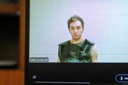 Tyler Robinson, 22, the suspect in the shooting death of Charlie Kirk, appears by camera before 4th District Court Judge Tony Graf on Tuesday, Sept. 16, 2025.(via REUTERS)