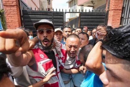 Gen Z leader Sudan Gurung, center, meets families of victims of the anti-government protests, at Maharajgunj Medical Campus, in Kathmandu, Nepal, Saturday, Sept. 13, 2025.(PTI)