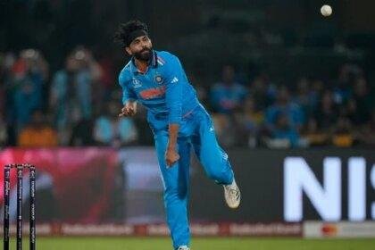 India's Ravindra Jadeja bowls during a match.(AP)