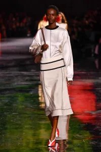 Model on the runway on the runway at the Chanel fashion show as part of Spring/Summer 2026 Paris Fashion Week held at Grand Palais on October 06, 2025 in Paris, France.