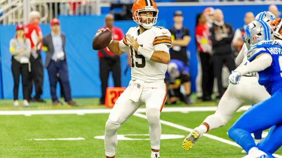 Quarterback Joe Flacco makes a pass during the second half against the Detroit Lions at Ford Field.(IMAGN IMAGES via Reuters Connect)
