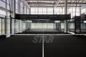 A padel court at the Golden Goose Arena.