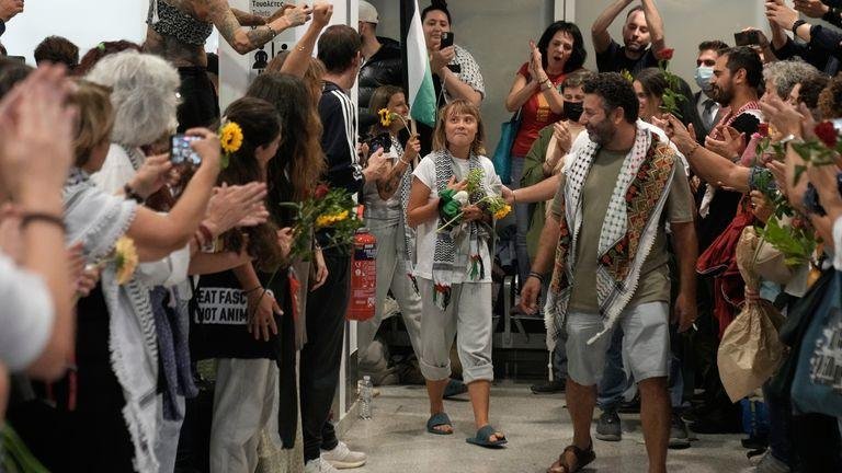 The activists were met with cheers. Pic: AP