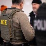 US Immigration and Customs Enforcement (ICE) agents, along with other federal law enforcement agencies, attend a pre-enforcement meeting in Chicago, Illinois, US, on Sunday, Jan. 26, 2025.