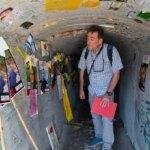 Mirror defence editor Chris Hughes inside the replica Hamas tunnel in Hostage Square, Tel Aviv