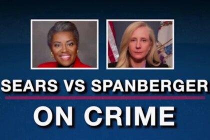 Campaign ad graphic shows Winsome Sears and Abigail Spanberger with text