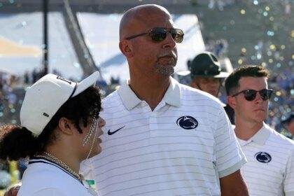 James Franklin looks on