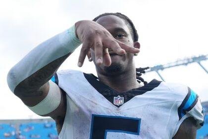 Rico Dowdle, Carolina Panthers RB, played on Sunday after Chuba Hubbard was injured.(Getty Images via AFP)