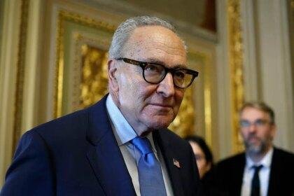 Senate Minority Leader Chuck Schumer, D-N.Y., outside the Senate chamber.