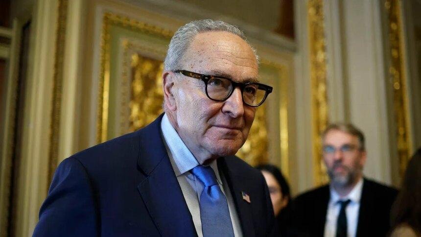 Senate Minority Leader Chuck Schumer, D-N.Y., outside the Senate chamber.