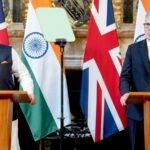 Narendra Modi and Keir Starmer during a press conference in July. Pic: PA