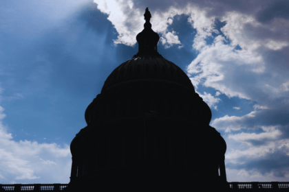 The sun behind the U.S. Capitol in Washington.
