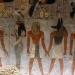 epa12429705 Ancient Pharaonic drawings inside the newly-opened Tomb of Pharaoh Amenhotep III in Luxor, Egypt, 04 October 2025. The tomb, first discovered around 1799, was opened to the public on 04 October following two decades of restoration led by UNESCO. EPA/STRINGER