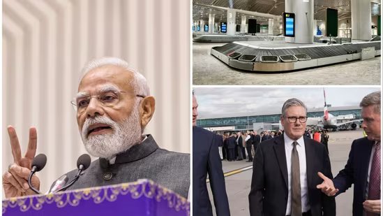 PM Narendra Modi will meet his UK counterpart Keir Starmer in Mumbai on October 9(PMO, X/@Dev_Fadnavis and AFP)