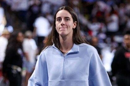 Caitlin Clark looks on